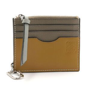 Loewe Square Wallet Holder Calfskin Laurel Green Key Hook Anagram